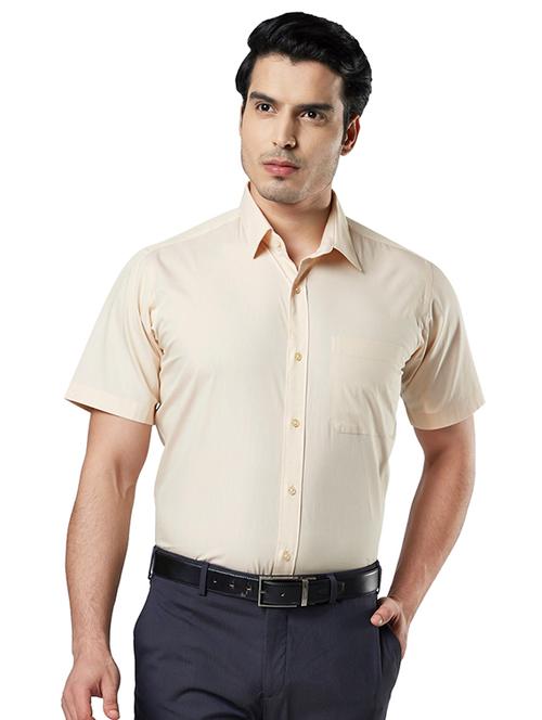 beige solid formal shirt - 17696879 - Very Small Image - 1