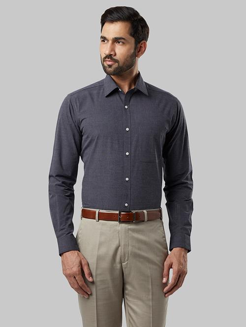 grey solid formal shirt - 17696918 - Very Small Image - 1