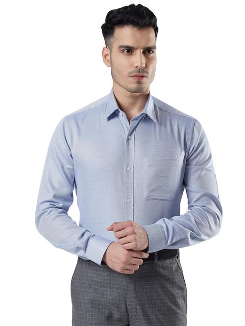blue solid formal shirt - 17696984 - Very Small Image - 1
