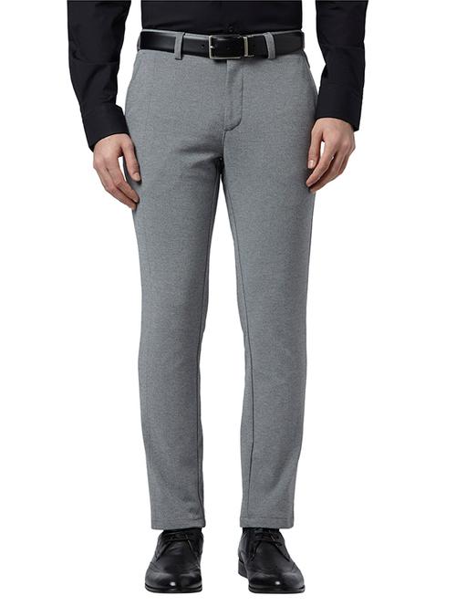 grey textured flat front casual trouser - 17697147 - Very Small Image - 1