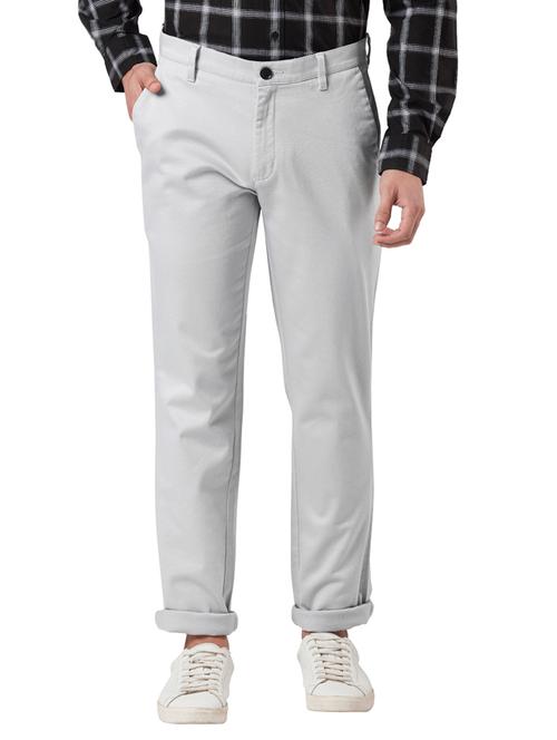 grey solid flat front casual trouser - 17697201 - Very Small Image - 1