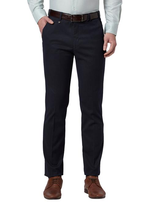 dark blue solid flat front formal trouser - 17697208 - Very Small Image - 1