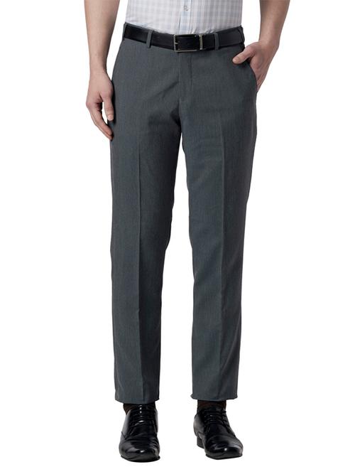 grey textured flat front formal trouser - 17697238 - Very Small Image - 1