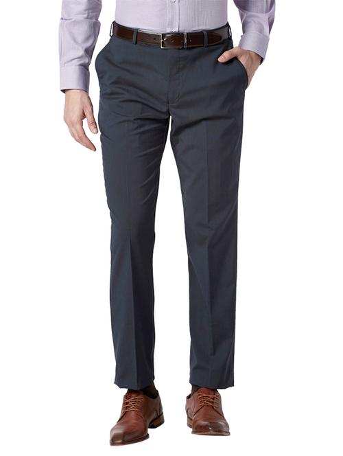 grey solid flat front formal trouser - 17697259 - Very Small Image - 1