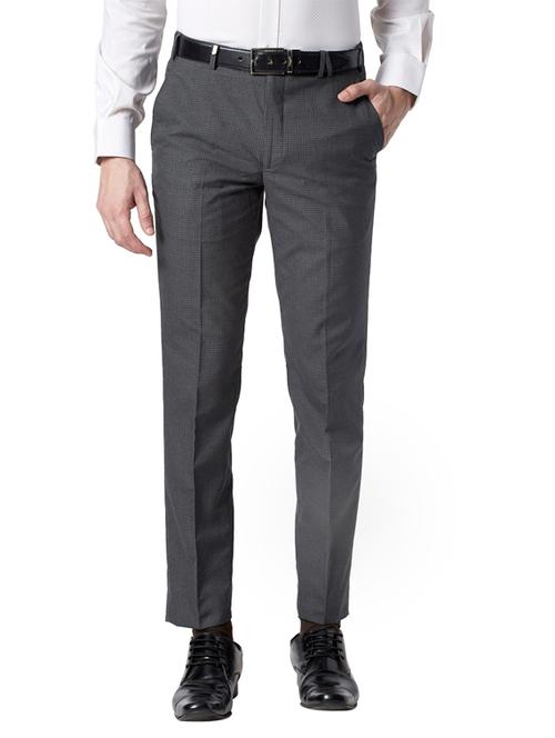 grey checkered flat front formal trouser - 17697323 - Very Small Image - 1