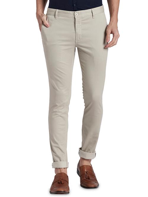 cream textured flat front casual trouser - 17697338 - Very Small Image - 1