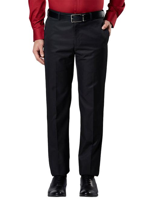 black solid flat front formal trouser - 17697361 - Very Small Image - 1
