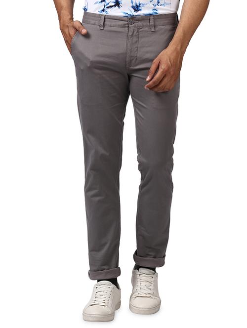 grey textured flat front casual trouser - 17697366 - Very Small Image - 1