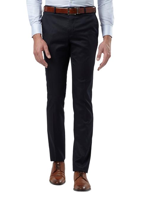 blue solid flat front formal trouser - 17697375 - Very Small Image - 1