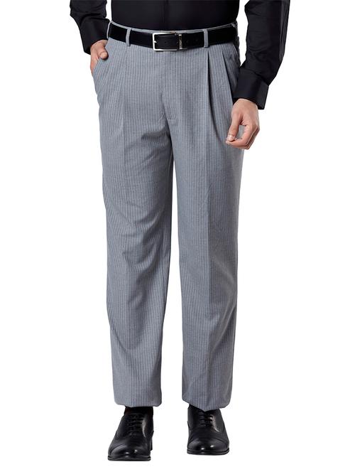 grey striped pleated formal trouser - 17697396 - Very Small Image - 1