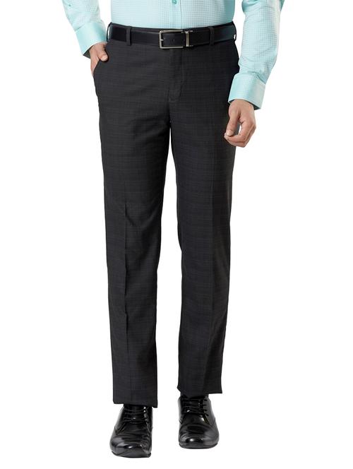 grey checkered flat front formal trouser - 17697405 - Very Small Image - 1