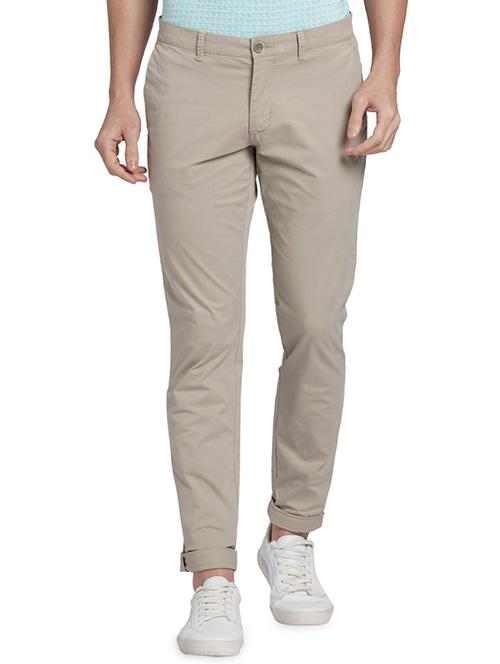 grey solid flat front casual trouser - 17697414 - Very Small Image - 1