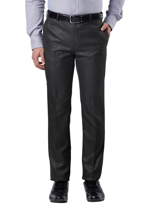 grey textured flat front formal trouser - 17697415 - Very Small Image - 1