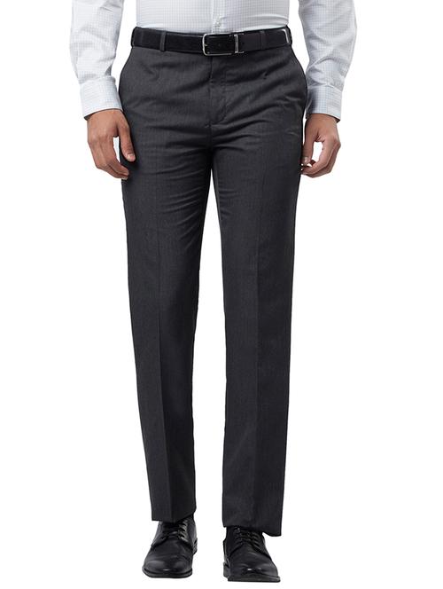 grey textured flat front formal trouser - 17697438 - Very Small Image - 1