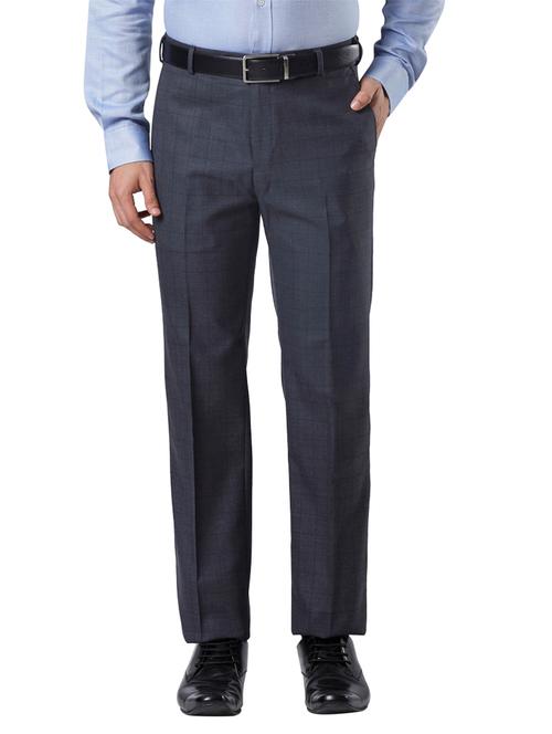 grey checkered flat front formal trouser - 17697446 - Very Small Image - 1