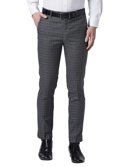 grey checkered flat front formal trouser - 17697468 - Very Small Image - 1