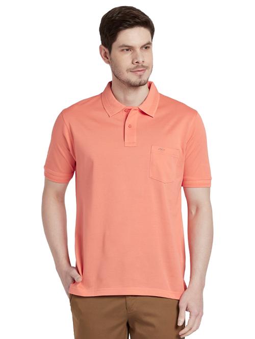 peach solid polo t-shirt - 17697582 - Very Small Image - 1