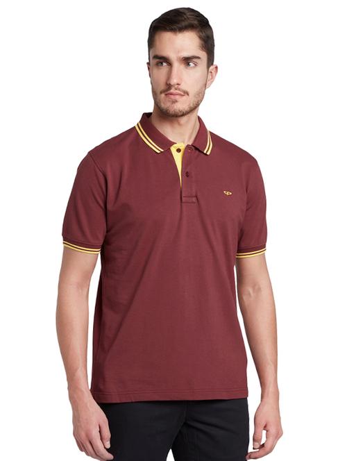 brown solid polo t-shirt - 17697624 - Very Small Image - 1