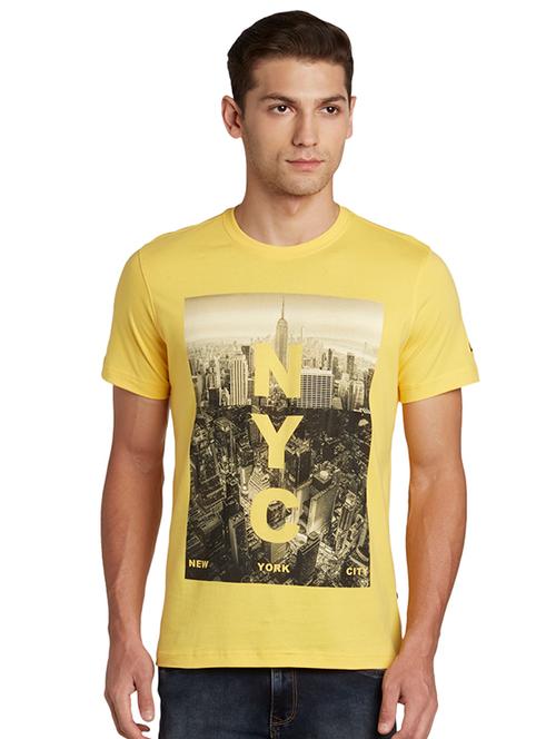 yellow front print t-shirt - 17697713 - Very Small Image - 1