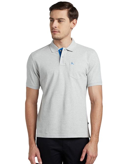 grey solid polo t-shirt - 17697761 - Very Small Image - 1