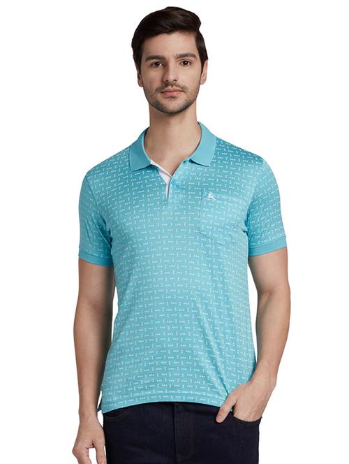 blue printed polo t-shirt - 17697825 - Very Small Image - 1