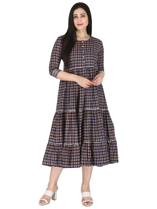 printed tiered ethnic dress - 17697940 - Very Small Image - 1
