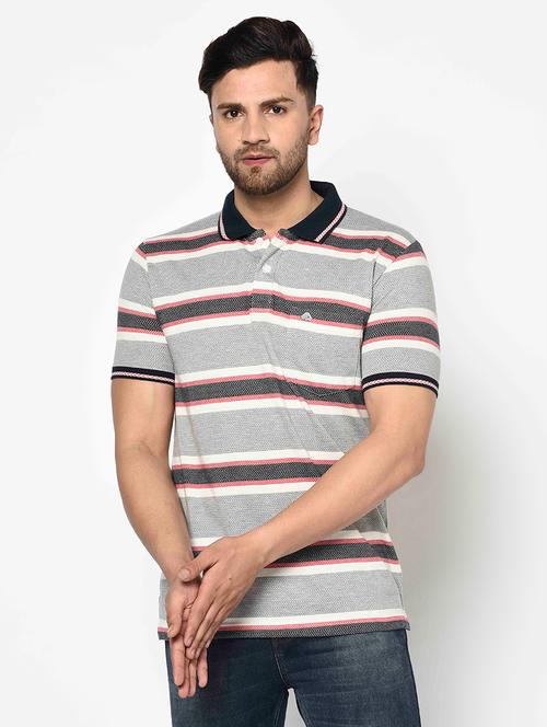 grey striped polo t-shirt - 17697977 - Very Small Image - 1
