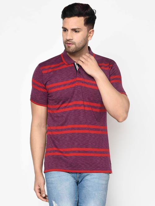 purple striped polo t-shirt - 17698028 - Very Small Image - 1