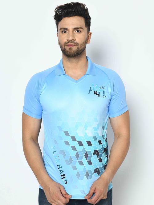 light blue printed collared t-shirt - 17698069 - Very Small Image - 1