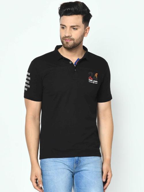 black printed polo t-shirt - 17698105 - Very Small Image - 1