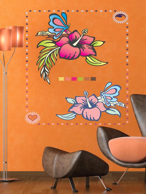 qth hibiscus flower wall sticker (70cm x 50cm) - 17698574 - Very Small Image - 1