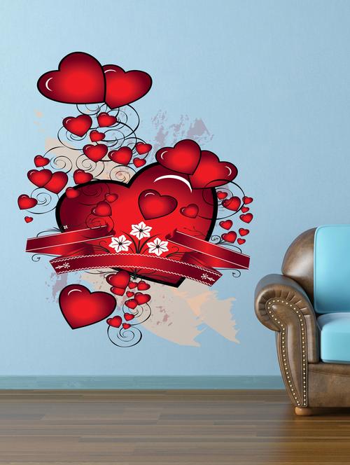 qth red heart design wall sticker (70cm x 50cm) - 17698578 - Very Small Image - 1