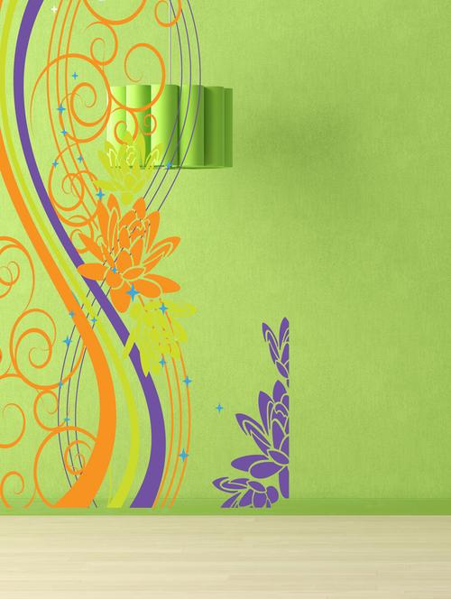 qth mullticolor flower art wall sticker (70cm x 50cm) - 17698591 - Very Small Image - 1