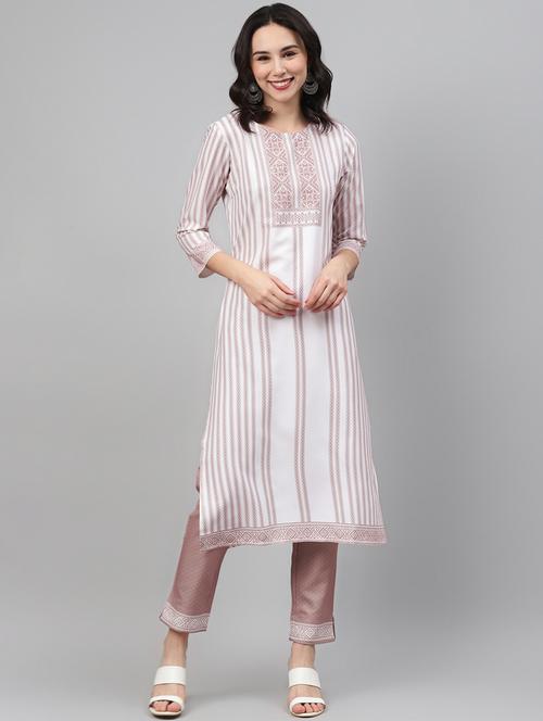 offwhite rayon kurta pant set - 17707330 - Very Small Image - 1