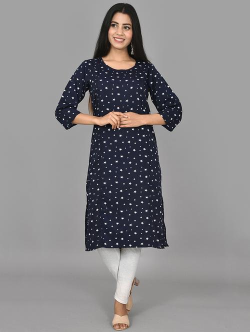 navy blue printed maternity wear kurta - 17707465 - Very Small Image - 1