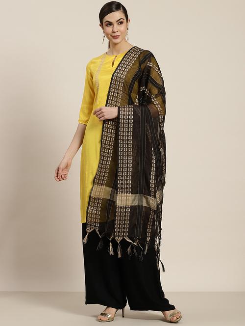 black cotton blend chanderi dupatta - 17707550 - Very Small Image - 1
