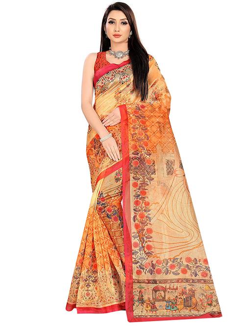kalamkari printed saree with blouse - 17707665 - Very Small Image - 1