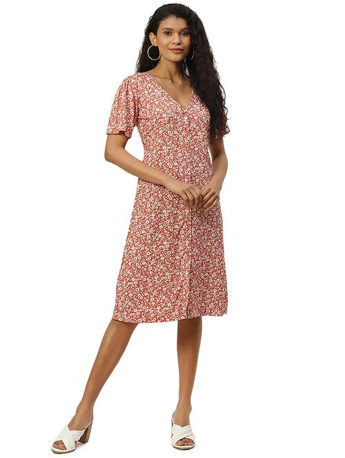 orange rayon sheath dress - 17708980 - Very Small Image - 1
