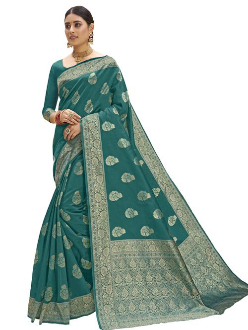 jacquard woven saree with blouse - 17709221 - Very Small Image - 1
