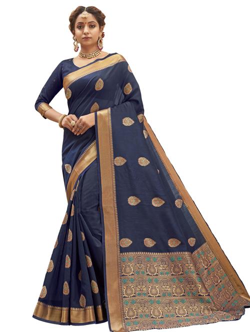 jacquard woven saree with blouse - 17709231 - Very Small Image - 1