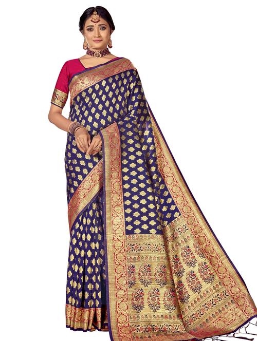 jacquard woven saree with blouse - 17709235 - Very Small Image - 1