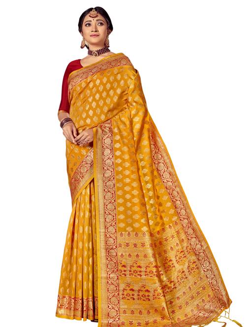 jacquard woven saree with blouse - 17709236 - Very Small Image - 1