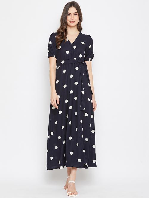 tie front polka dot wrap maxi dress - 17709294 - Very Small Image - 1