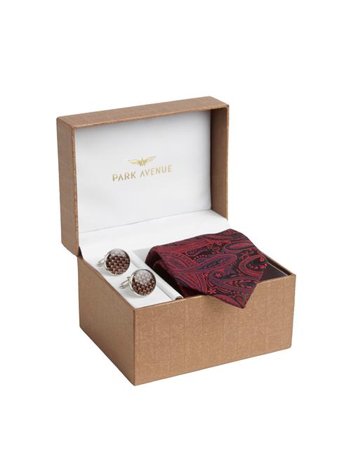 red polyester cufflinks with tie - 17709627 - Very Small Image - 1