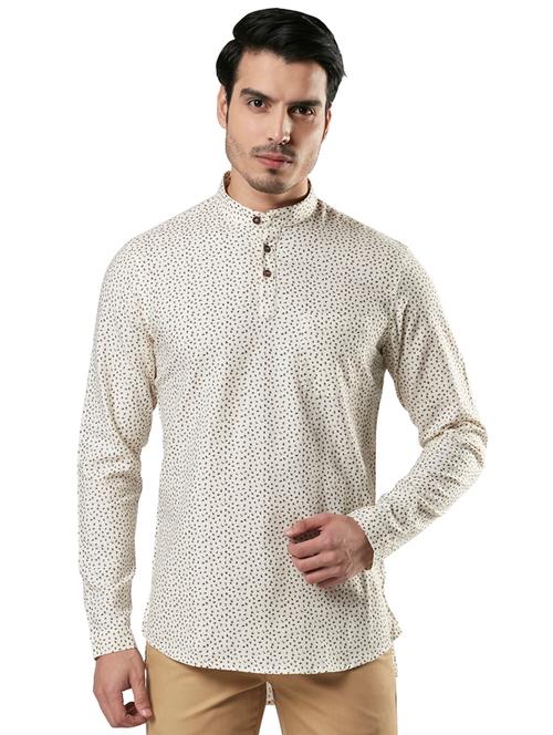 white printed short kurta - 17709697 - Very Small Image - 1