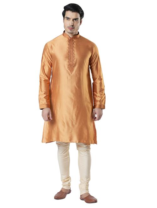 orange solid long kurta - 17709711 - Very Small Image - 1