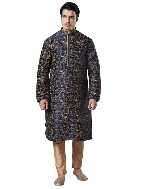navy blue printed long kurta - 17709743 - Very Small Image - 1