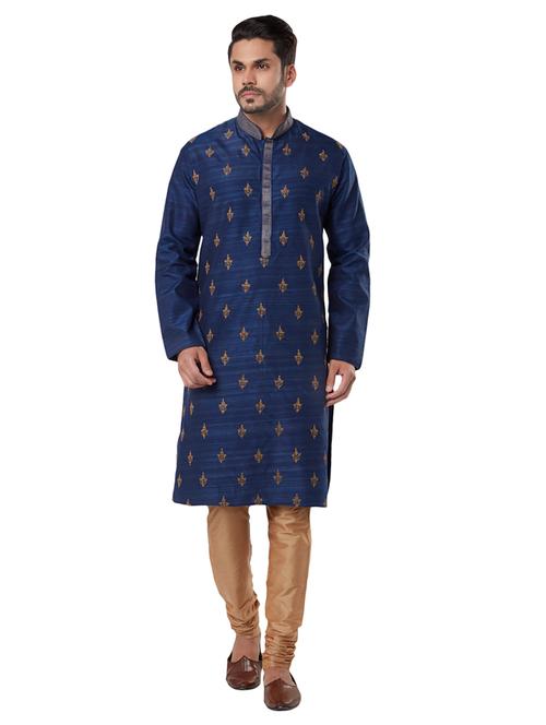 blue embellished long kurta - 17709755 - Very Small Image - 1