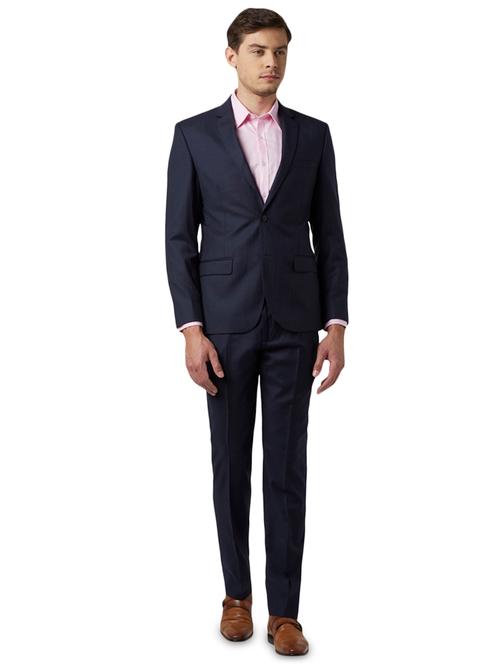 navy blue solid 3 piece suit set - 17709757 - Very Small Image - 1