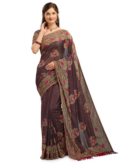 self design printed saree with blouse - 17709984 - Very Small Image - 1